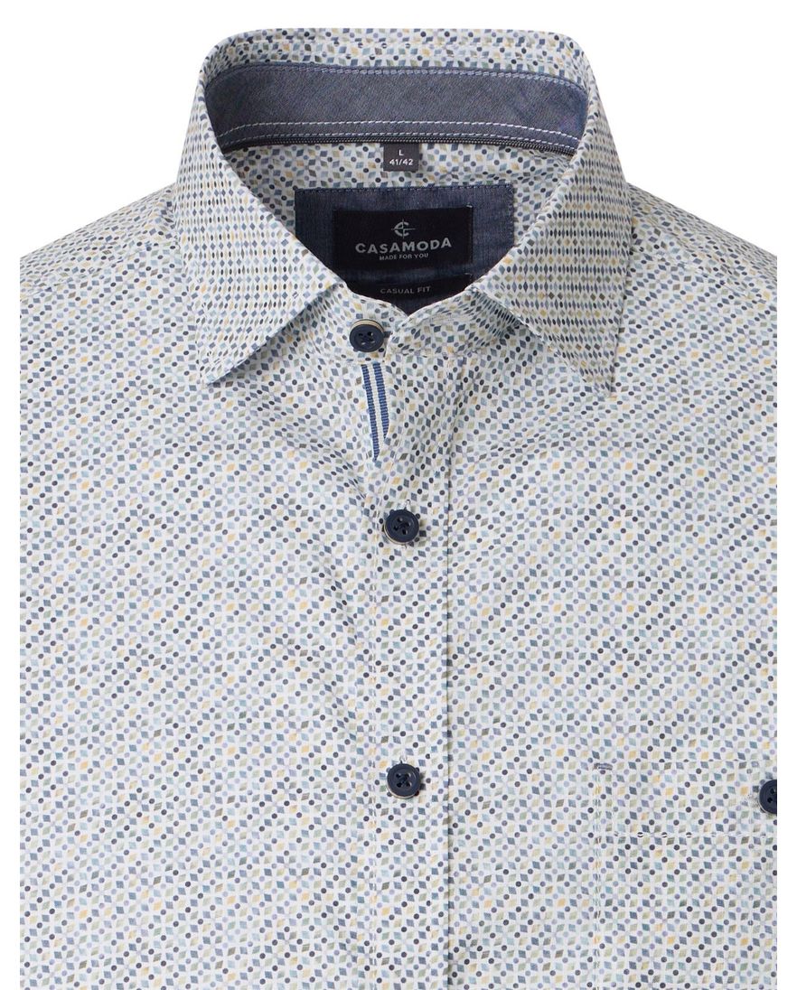 Overhemd wit geprint Casa Moda Casual Fit button down