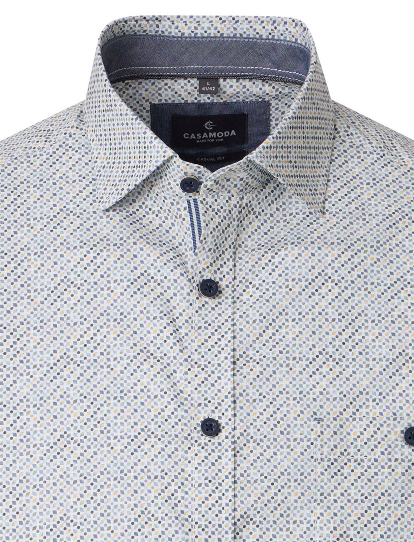 Wit overhemd geprint Casa Moda Casual Fit donkere knoop