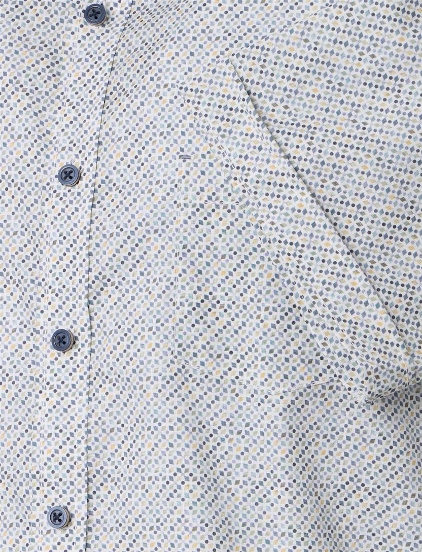 Wit overhemd geprint Casa Moda Casual Fit donkere knoop