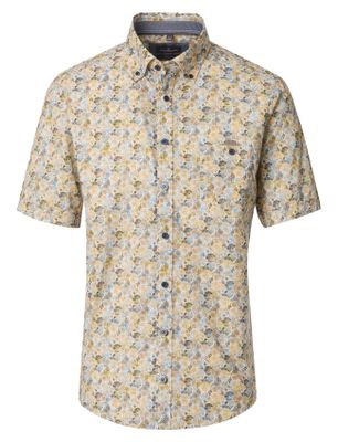 Casa Moda Wit overhemd Casa Moda Casual Fit gestreept blauw bruin