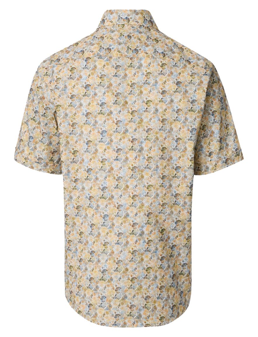 Overhemd wit gestreept Casa Moda Casual Fit geel bruin