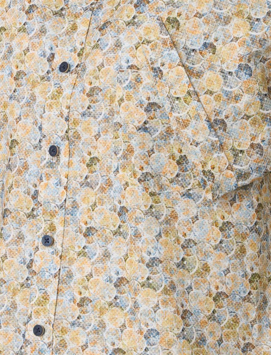 Overhemd wit gestreept Casa Moda Casual Fit geel bruin