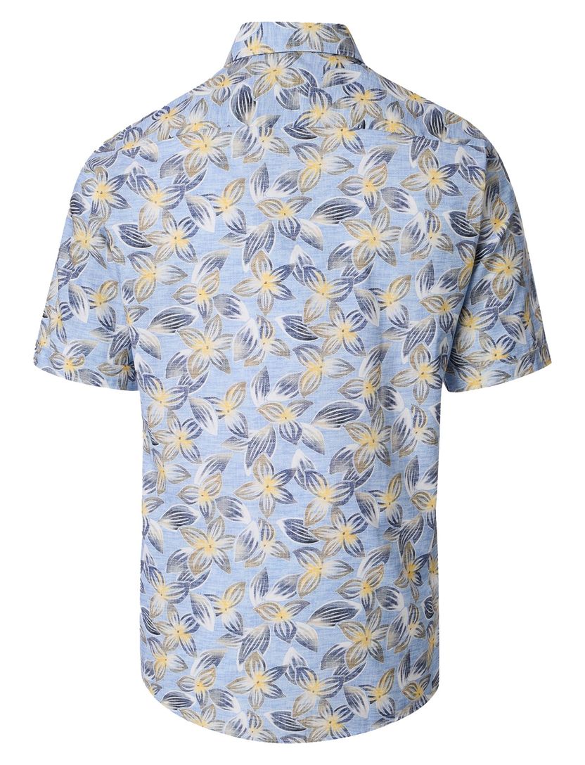 Blauwe bloemen overhemd Casa Moda details geel