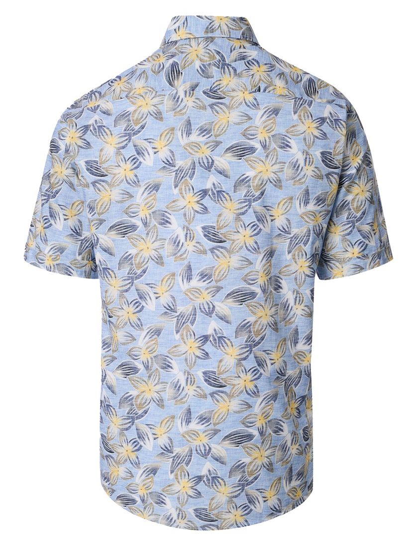 Blauwe bloemen overhemd Casa Moda details geel