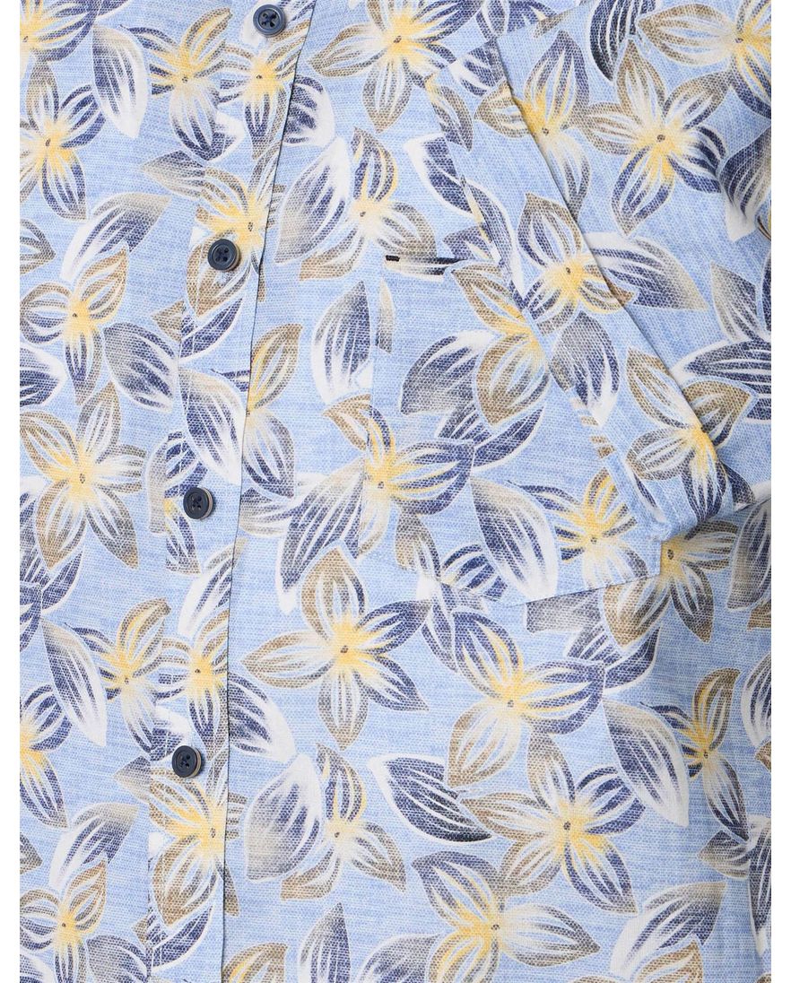 Overhemd blauw bloemen Casa Moda katoen