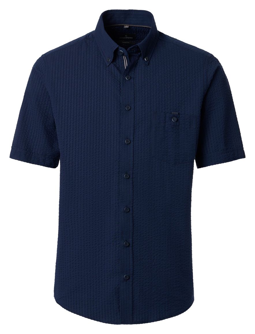 Overhemd donkerblauw Casa Moda Casual fit structuur streep
