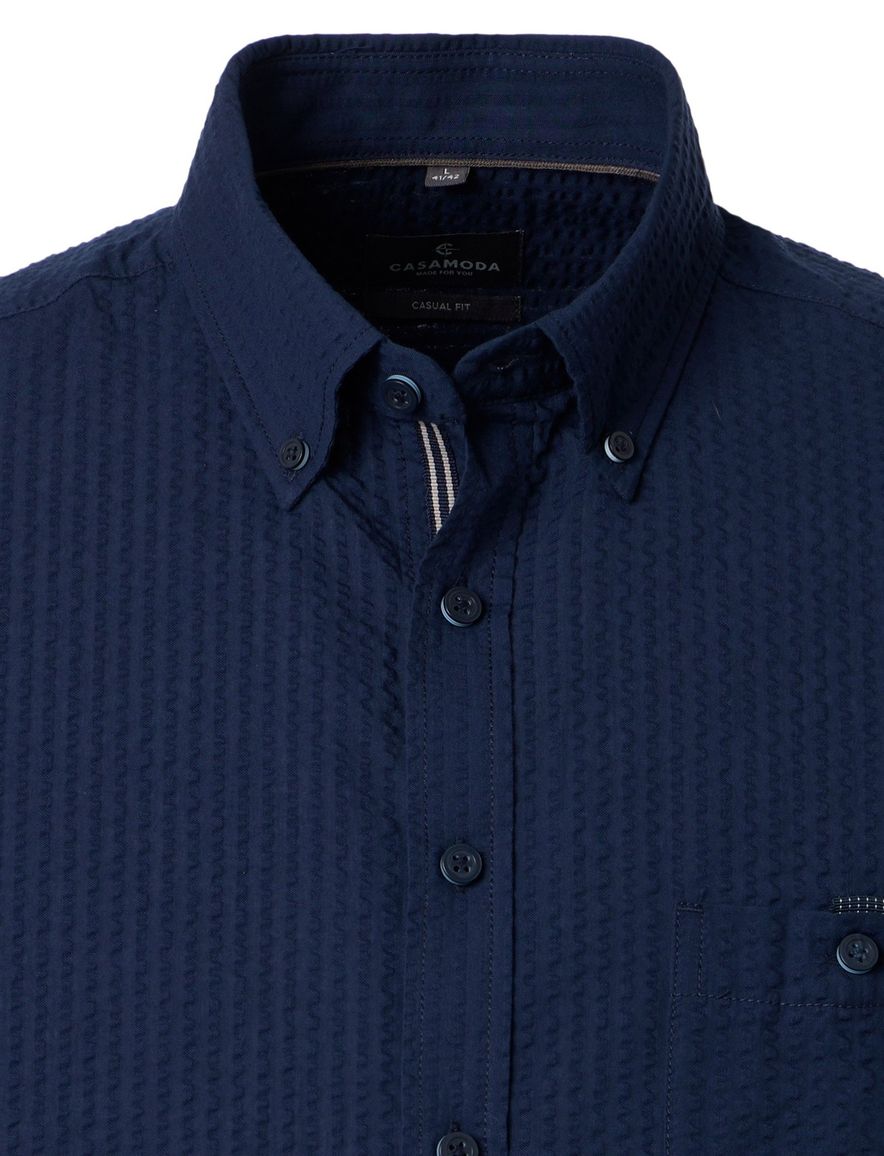 Overhemd donkerblauw Casa Moda Casual fit structuur streep