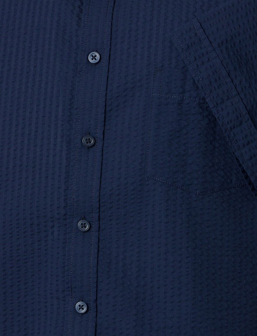 Overhemd donkerblauw Casa Moda Casual fit structuur streep