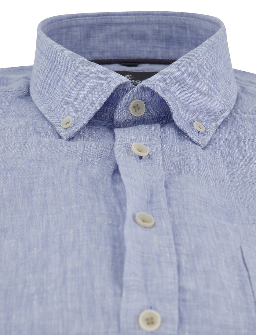 Blauw overhemd Casa Moda borstzak gemêleerd witte knopen