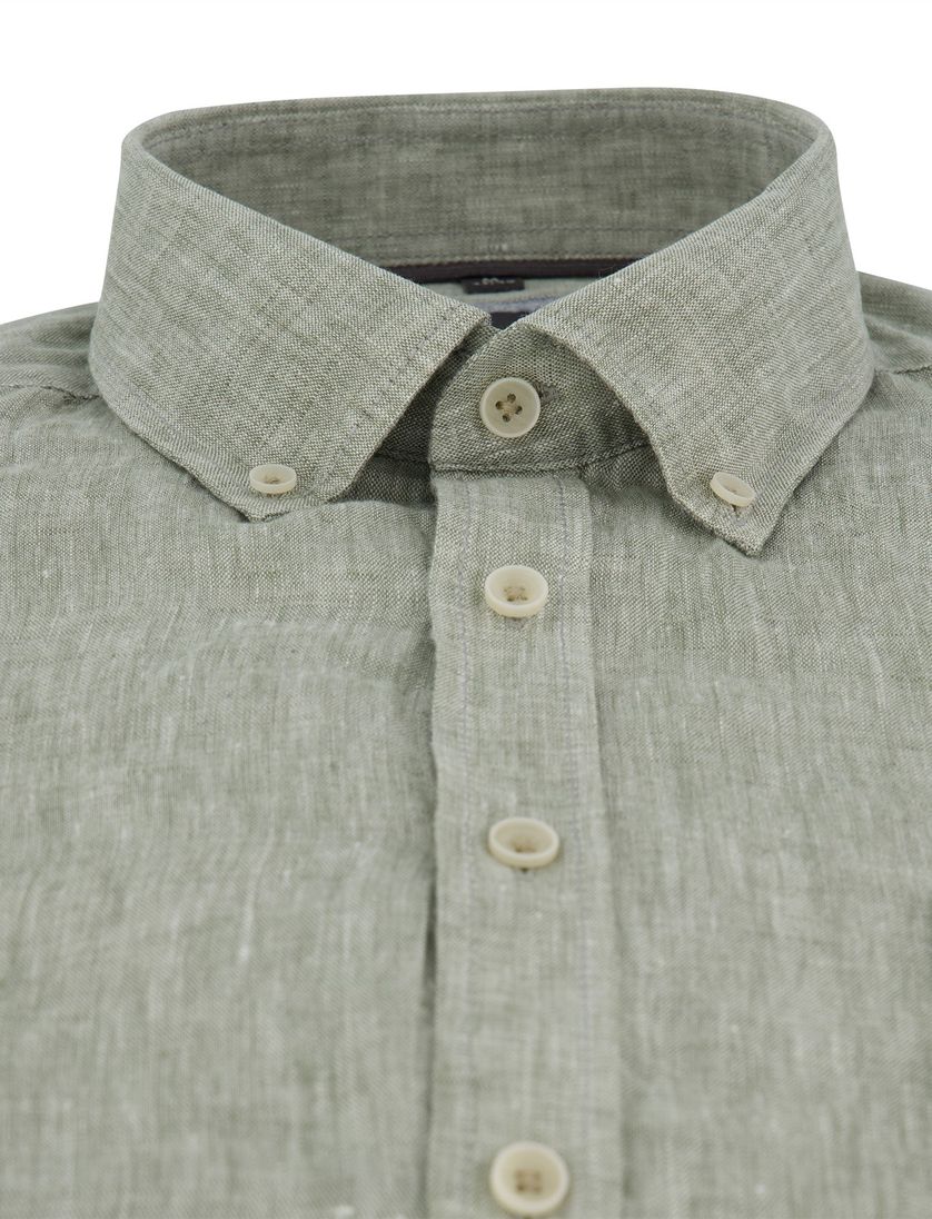 Gemêleerd overhemd met borstzak Casa Moda casual fit groen linnnen