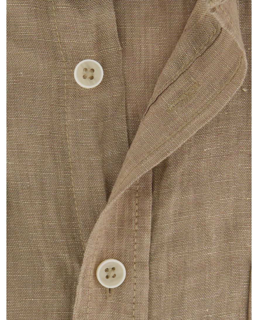 Overhemd met borstzak Casa Moda casual fit bruin met witte knopen button-down collar