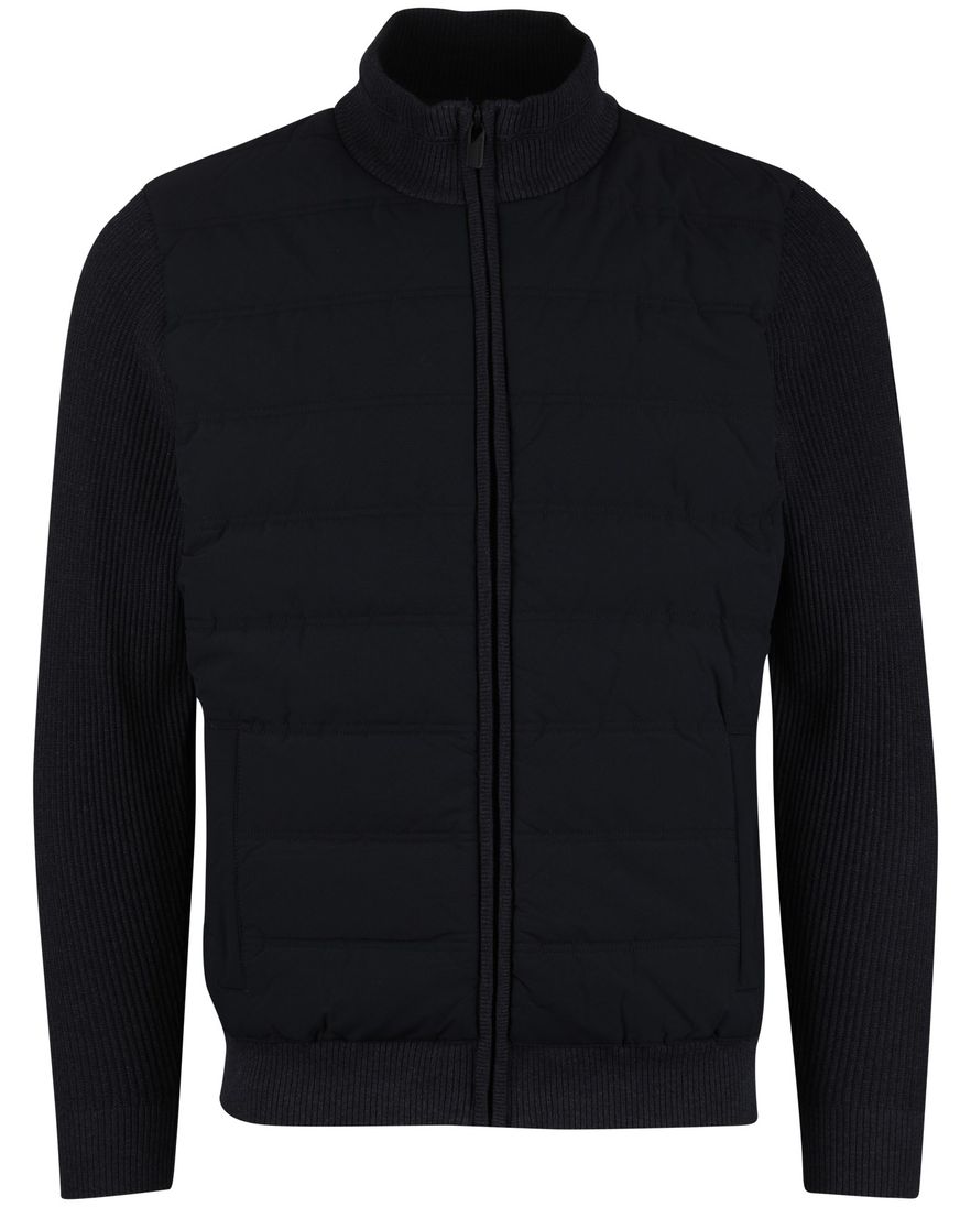 Outdoorvest donkerblauw Casa Moda gebreide mouwen gewatteerd