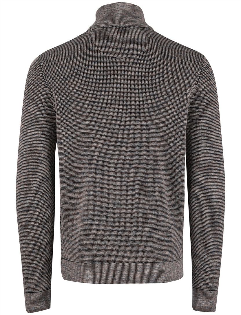 Half zip trui Casa Moda bruin structuur