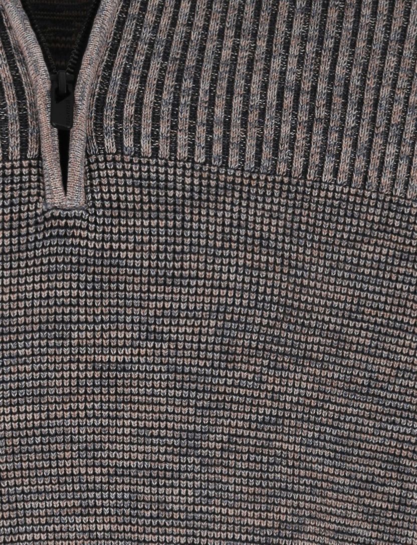 Half zip trui Casa Moda bruin structuur
