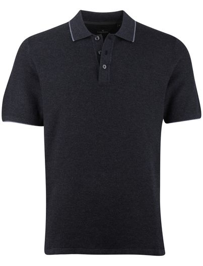 Casa Moda Poloshirt Casa Moda grijs structuur 3 knoops