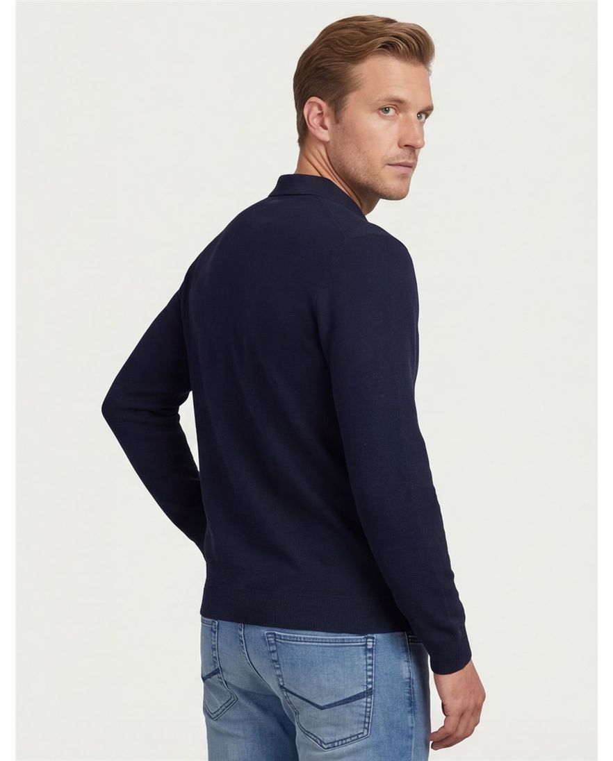 Donkerblauwe poloshirt 3 knoops Casa Moda normale fit