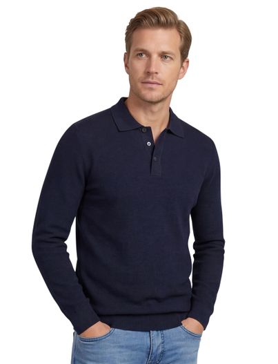 Casa Moda Poloshirt Casa Moda donkerblauw normale fit 3 knoops