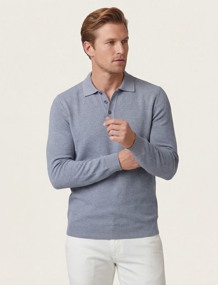 Poloshirt Casa Moda blauw 3 knoopjes normale fit