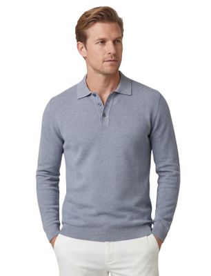 Casa Moda Blauwe polo Casa Moda normale fit 3 knoops