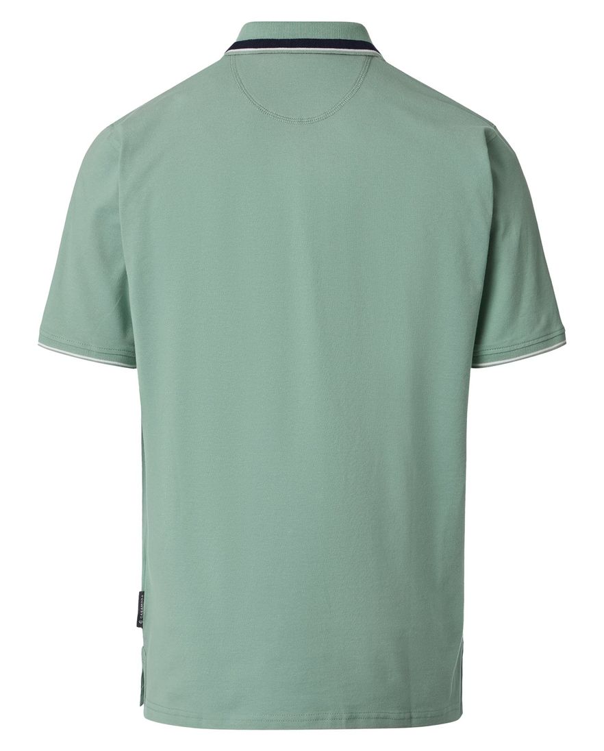 polo groen Casa Moda korte mouw 3-knoops met borstzak