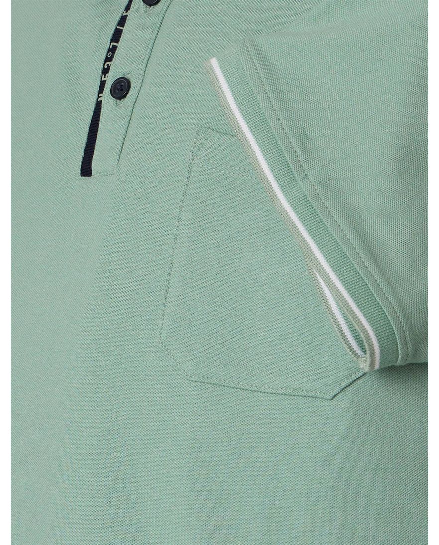 polo groen Casa Moda korte mouw 3-knoops met borstzak