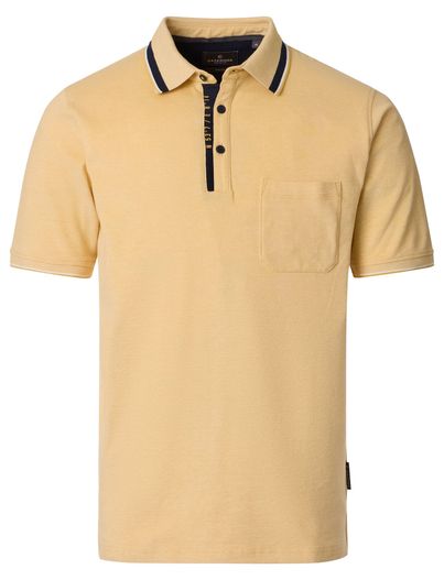 Casa Moda gele polo met zwarte omlijning Casa Moda korte mouw