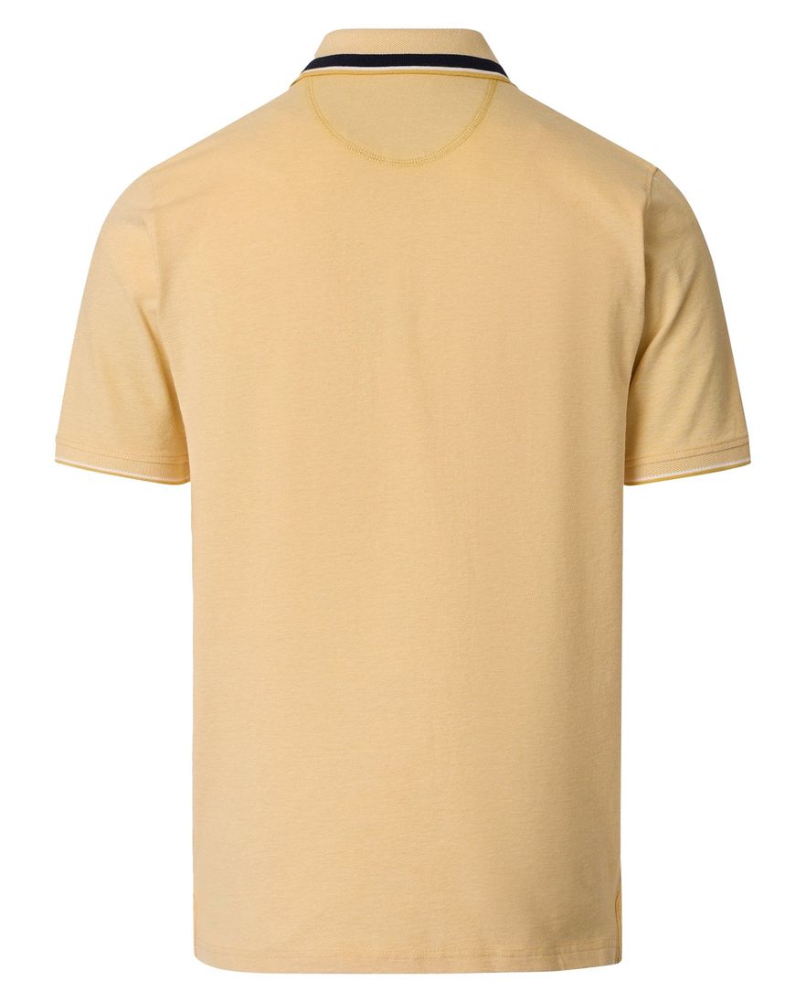 polo geel Casa Moda korte mouw 3-knoops met borstzak