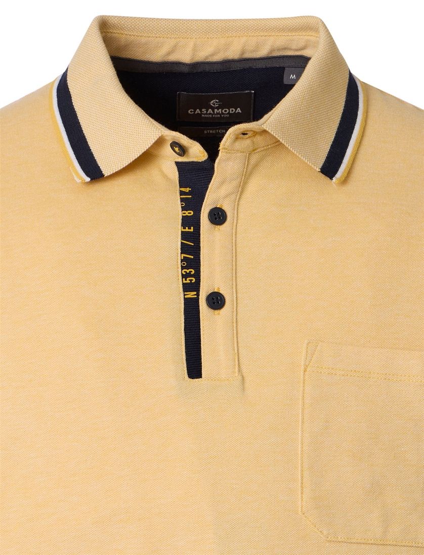 gele polo met zwarte omlijning Casa Moda korte mouw