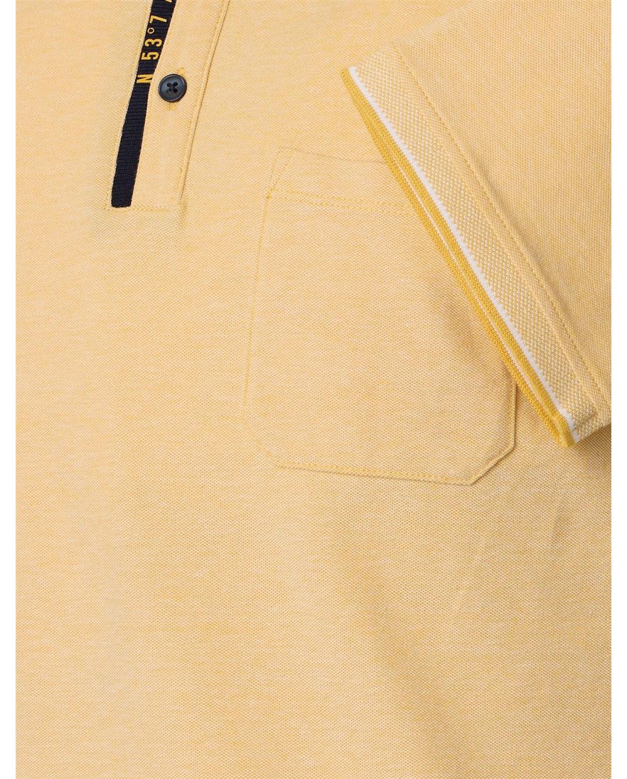 polo geel Casa Moda korte mouw 3-knoops met borstzak