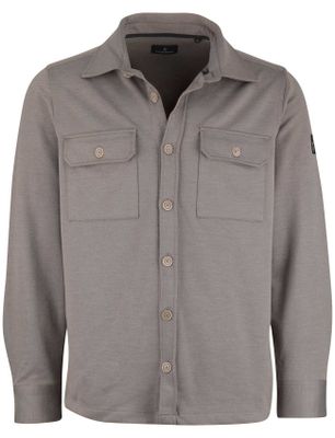 Casa Moda Taupe Overshirt Casa Moda twill structuur en knoopsluiting