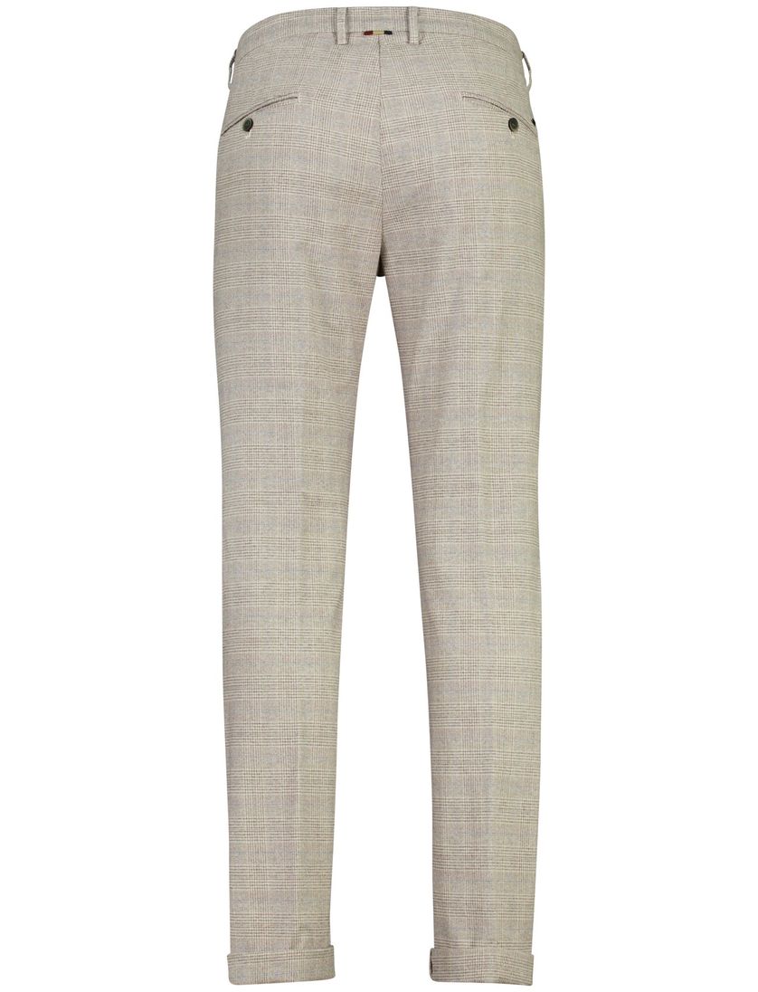 chino Mason's grijs beige geruit slim fit zonder omslag