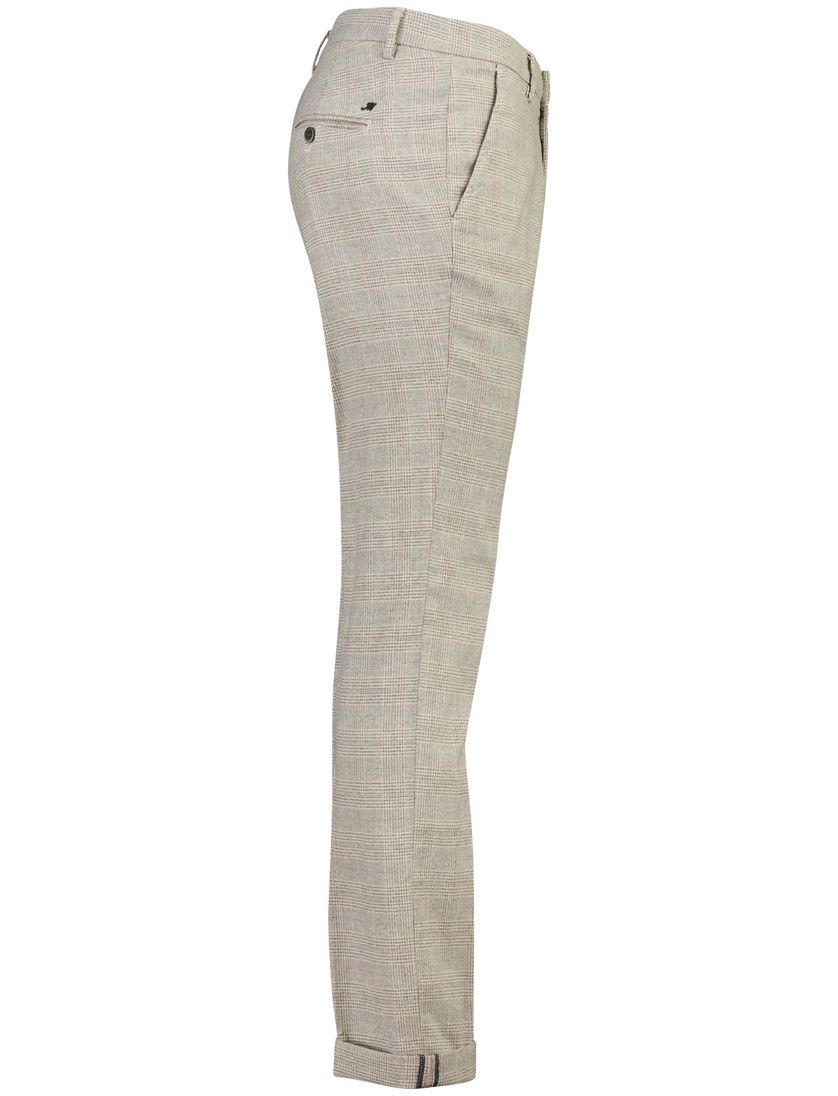 chino Mason's grijs beige geruit slim fit zonder omslag
