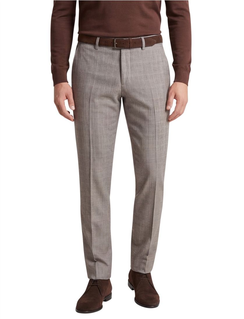 chino Mason's grijs beige geruit slim fit zonder omslag