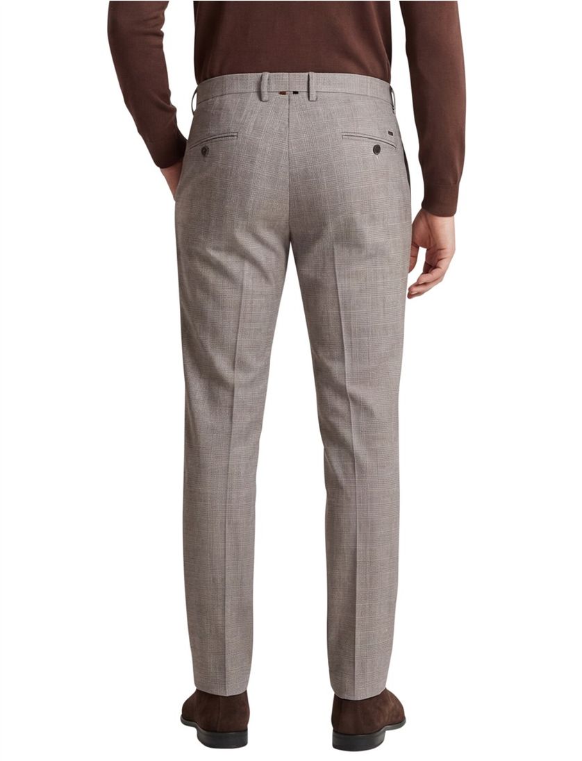 chino Mason's grijs beige geruit slim fit zonder omslag