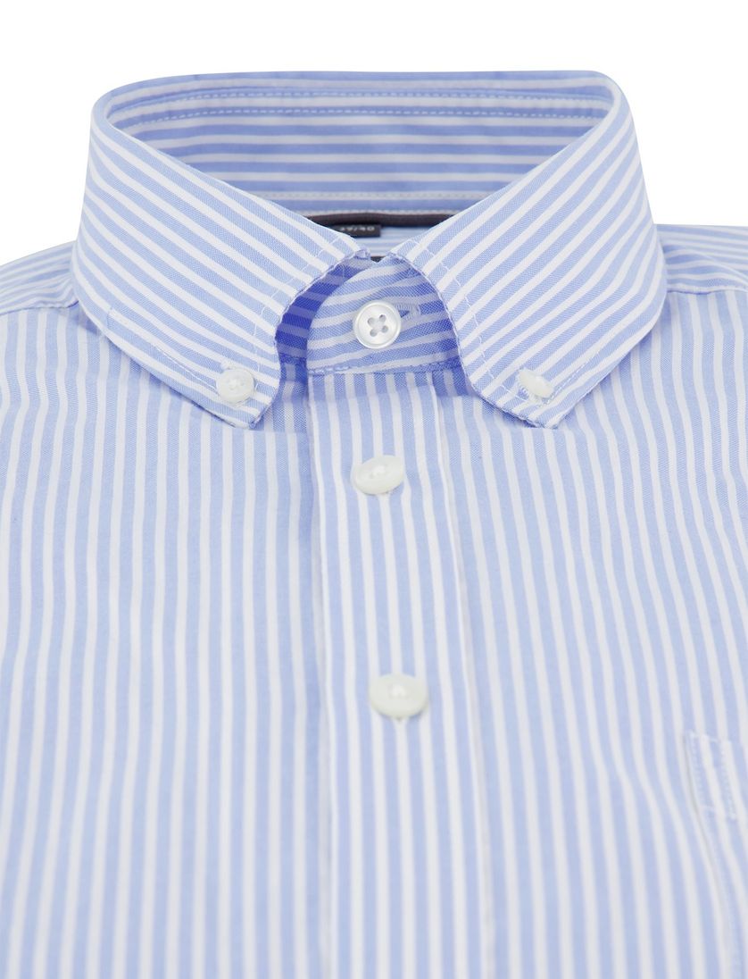 Gestreepte overhemd met borstzak Casa Moda casual fit lichtblauw witte knoop