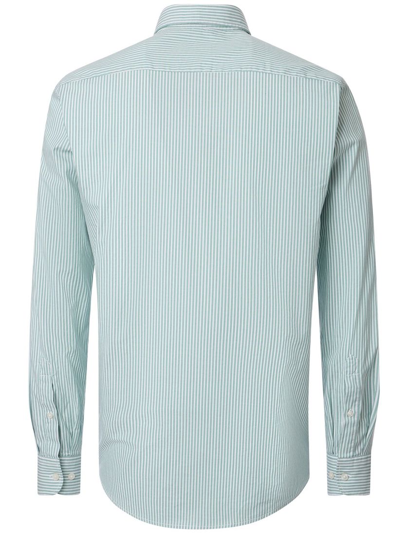 Gestreepte overhemd met borstzak Casa Moda casual fit groen witte knoop