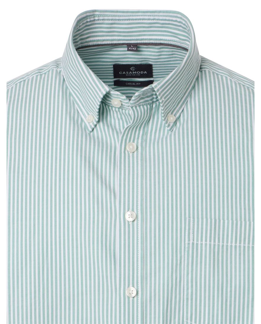Overhemd casual fit Casa Moda groen lange mouw met strepen button-down collar
