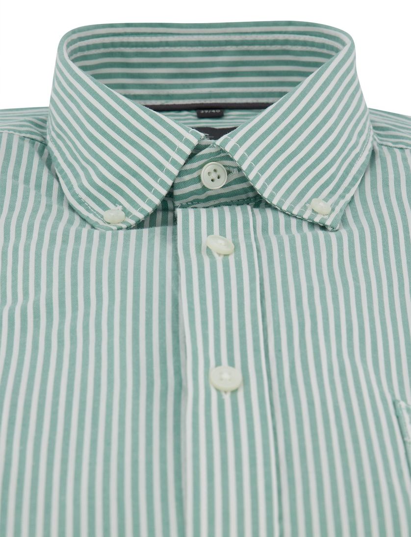 Gestreepte overhemd met borstzak Casa Moda casual fit groen witte knoop