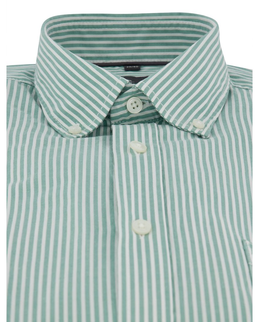 Overhemd casual fit Casa Moda groen lange mouw met strepen button-down collar