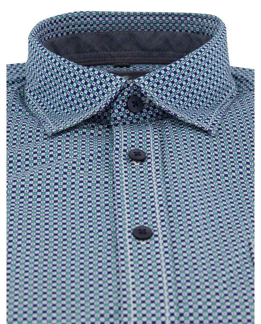Overhemd casual fit Casa Moda groen gestipt met semi-wide collar