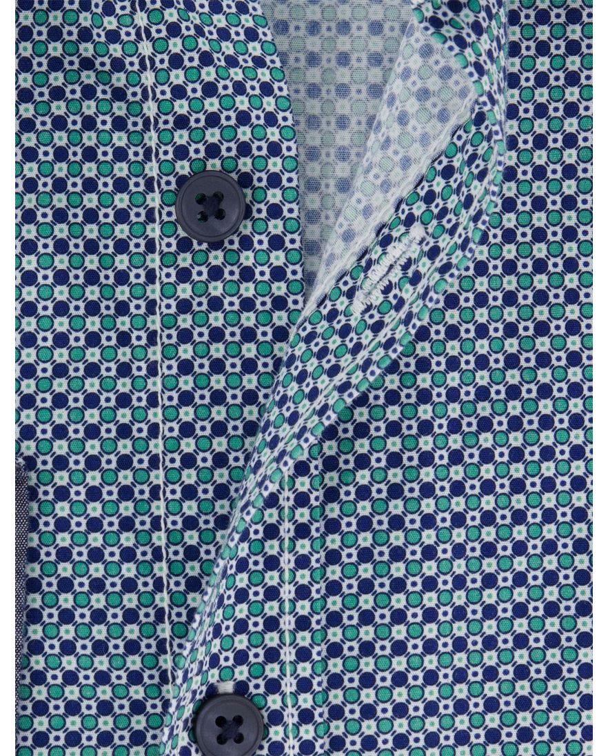 Overhemd casual fit Casa Moda groen gestipt met semi-wide collar