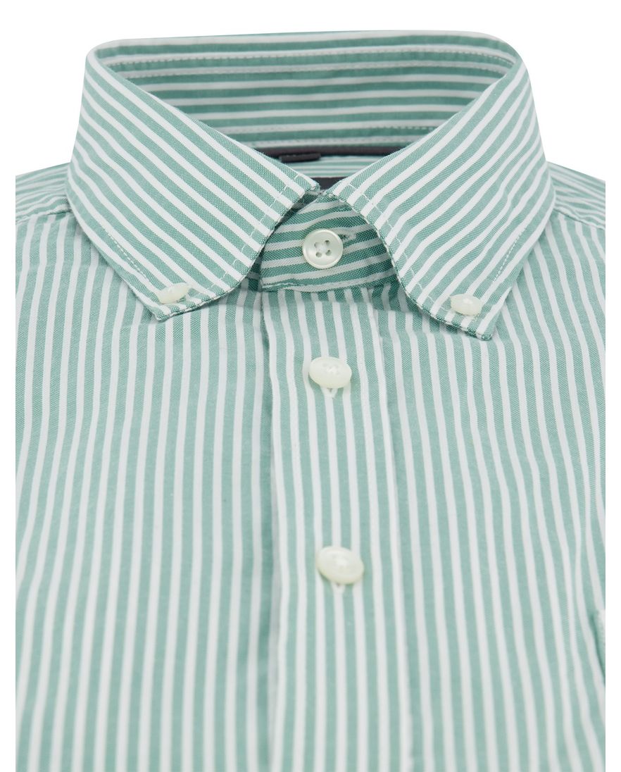 Overhemd casual fit Casa Moda groen korte mouw met strepen button-down collar