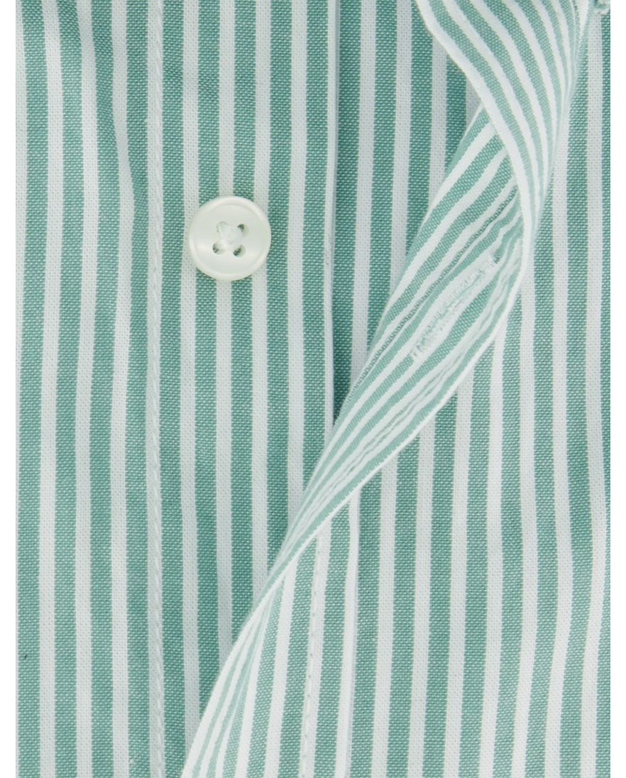 Overhemd casual fit Casa Moda groen korte mouw met strepen button-down collar