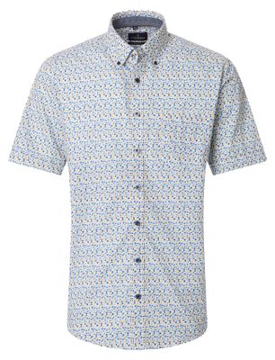 Casa Moda overhemd blauw en gele bolletjes Casa Moda button-down