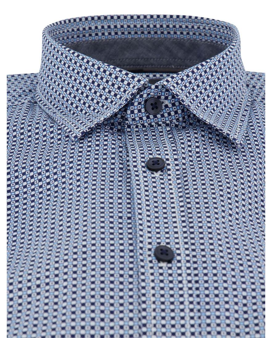 Overhemd casual fit Casa Moda lange mouw met print blauw semi-wide collar