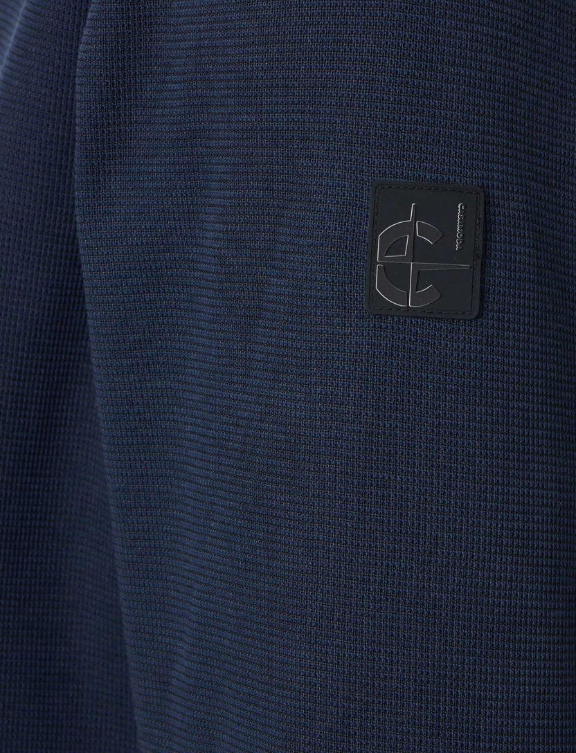trui Casa Moda donkerblauw gebreid wijde fit half zip