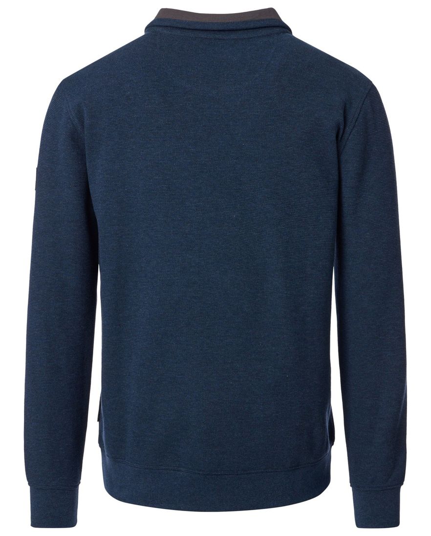 Casa Moda trui blauw gebreid half zip rits