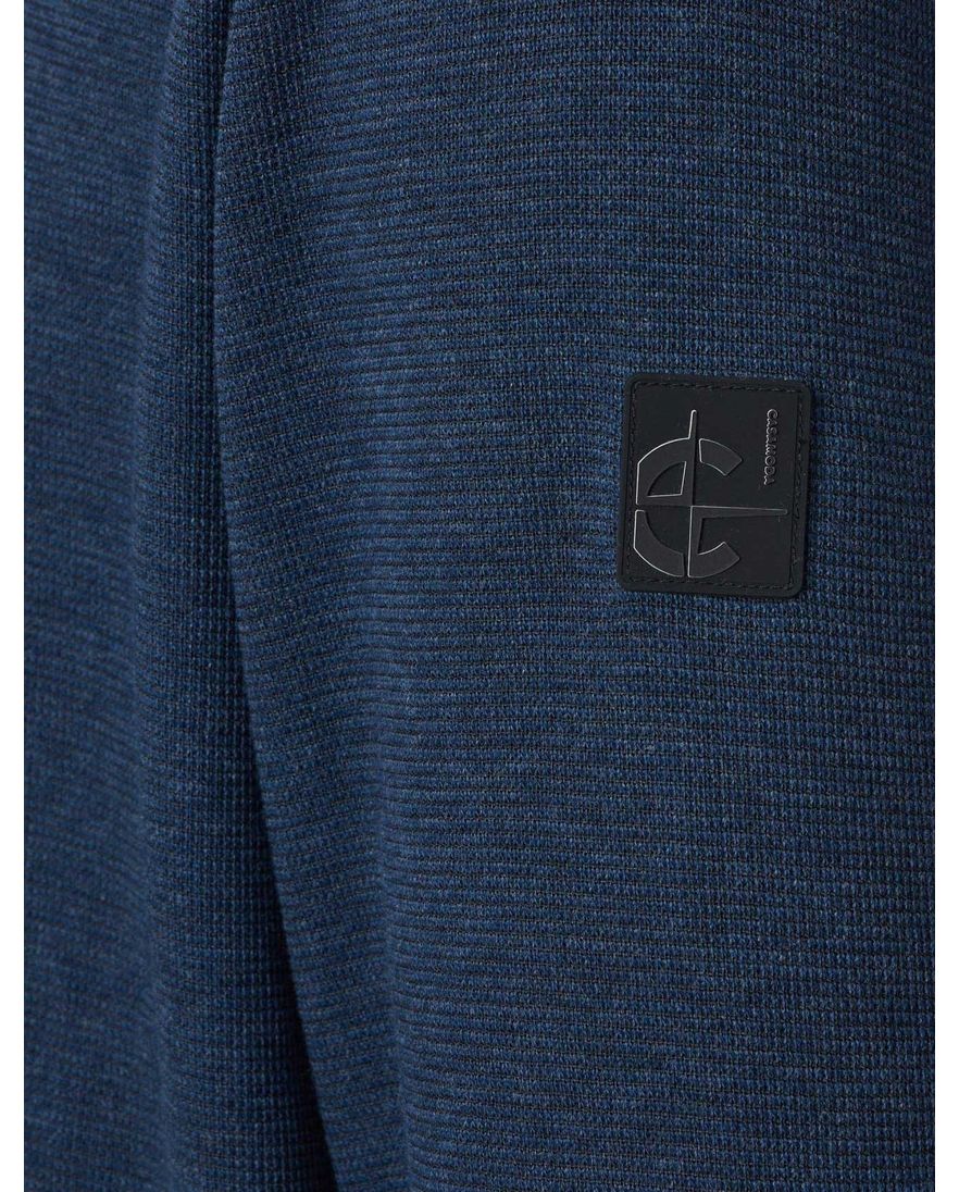 Casa Moda trui blauw gebreid half zip rits