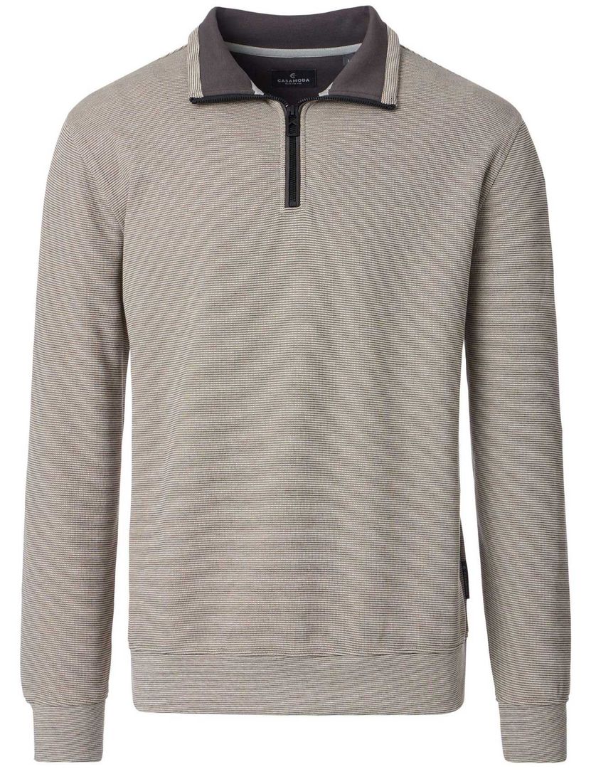 Half zip trui Casa Moda beige gemeleerd