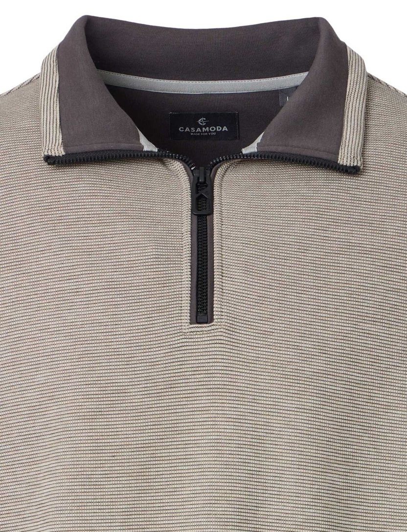 Half zip trui Casa Moda beige gemeleerd